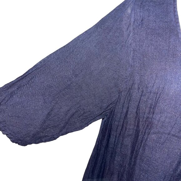 Luna Luz Maxi Dress Size Medium Blue Crossover Asymmetric Hem Lagenlook Linen - Picture 12 of 15